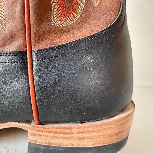 Lane Capitan LUBBOCK Mens Black Cowboy Boots 10 D Western Square Toe Brown Top - Picture 5 of 11